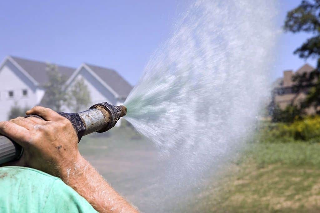 hydroseed watering a new lawn