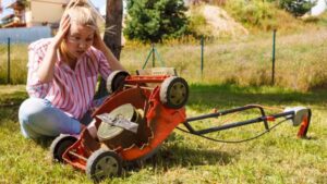 mower bogs down when blades are engaged